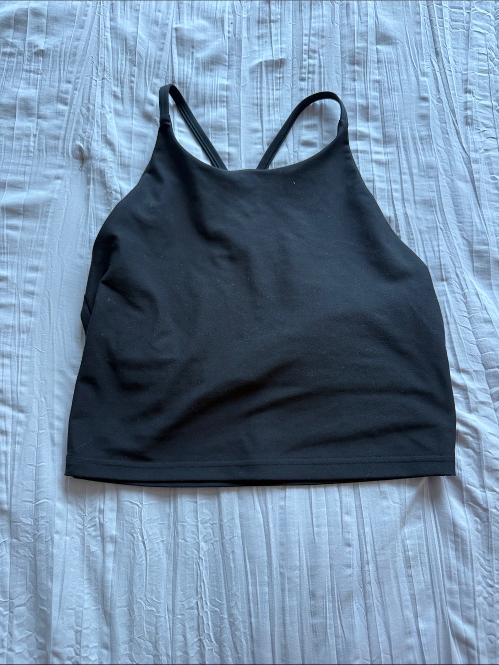 Old Navy Black Cropped High-Neck PowerSoft Tank with Thin Straps